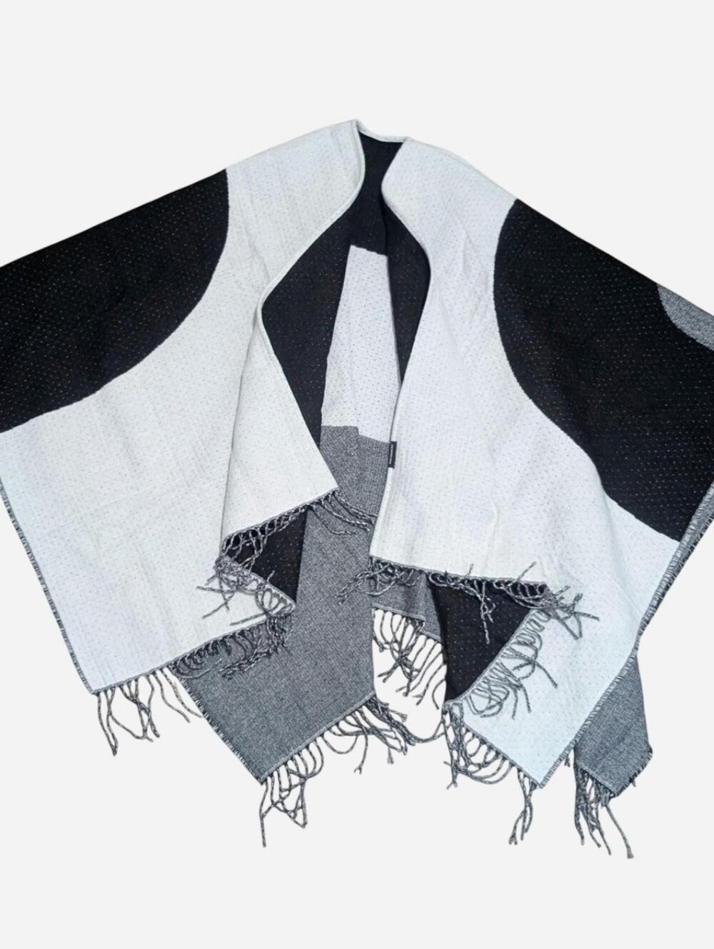 Marimekko x Uniqlo 2Way Stole poncho wrap scarf fringe Reversible - Picture 3 of 7